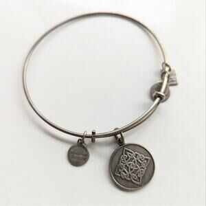 Alex And Ani Silver Tone Celtic Irish Knot Charm Good Luck Bangle Bracelet